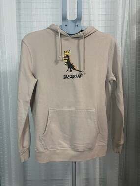 Basquiat Dino Graphic Hoodie Beige Size XS